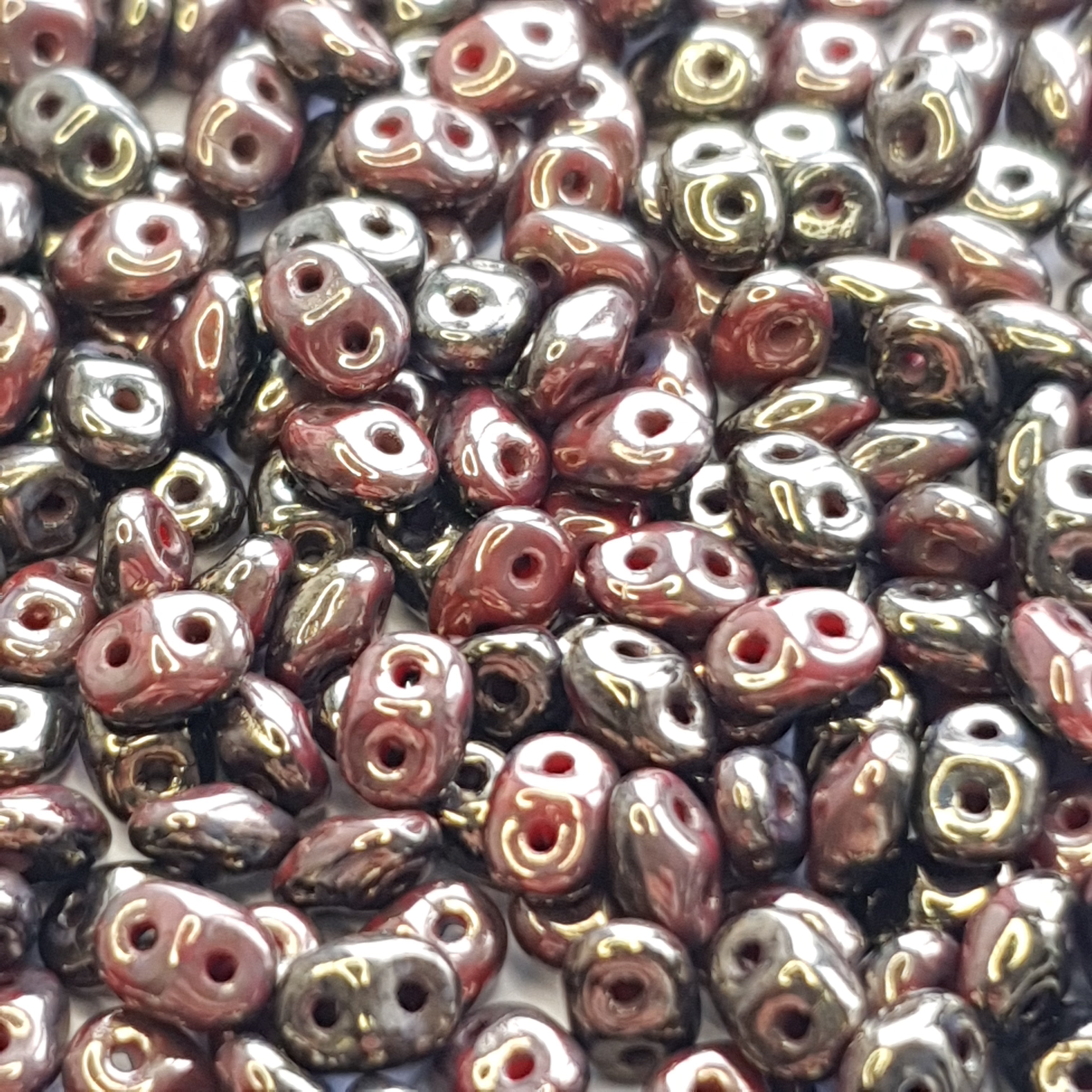 Superduo 5x2mm Senegal Brown Purple-Opaque Red Black