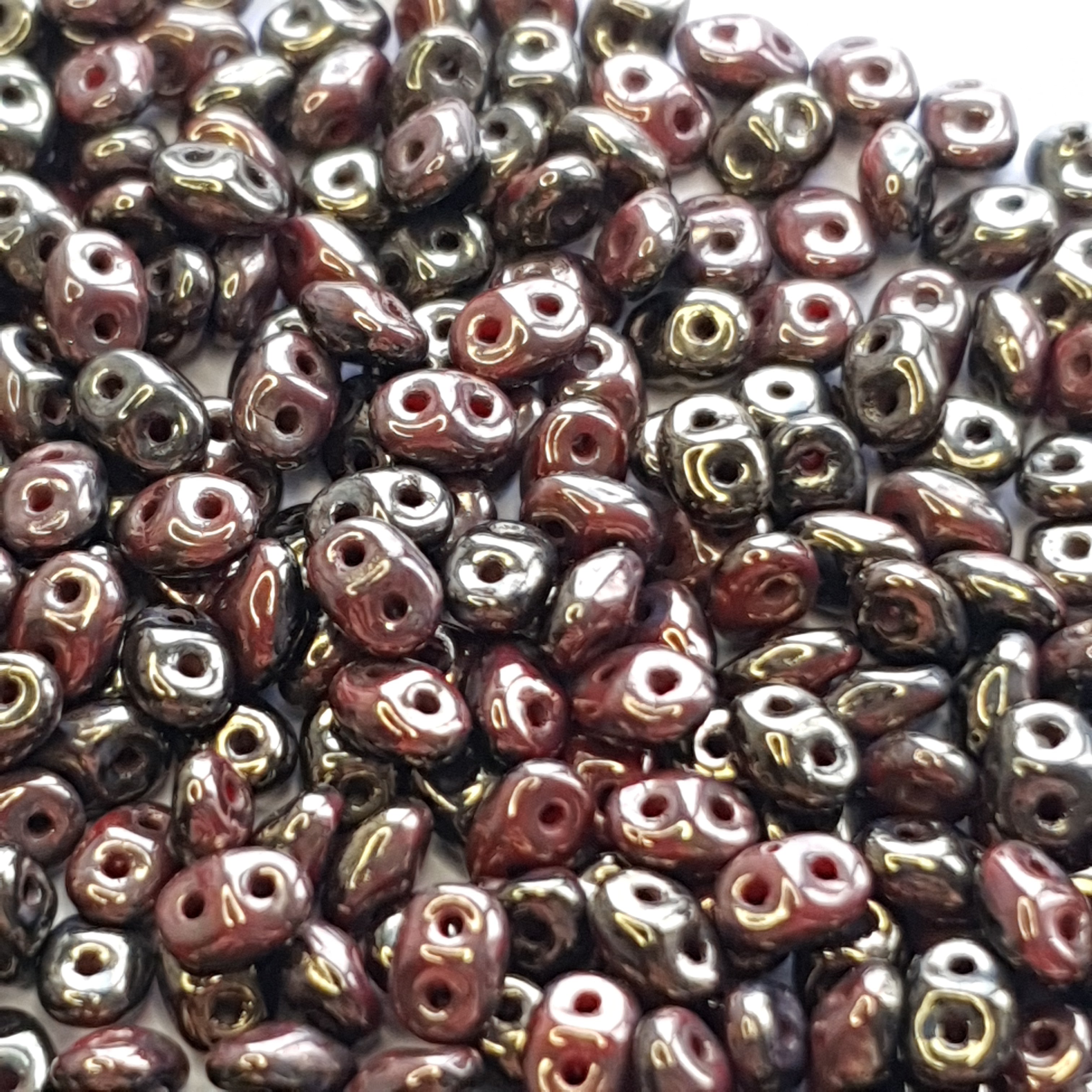 Superduo 5x2mm Senegal Brown Purple-Opaque Red Black