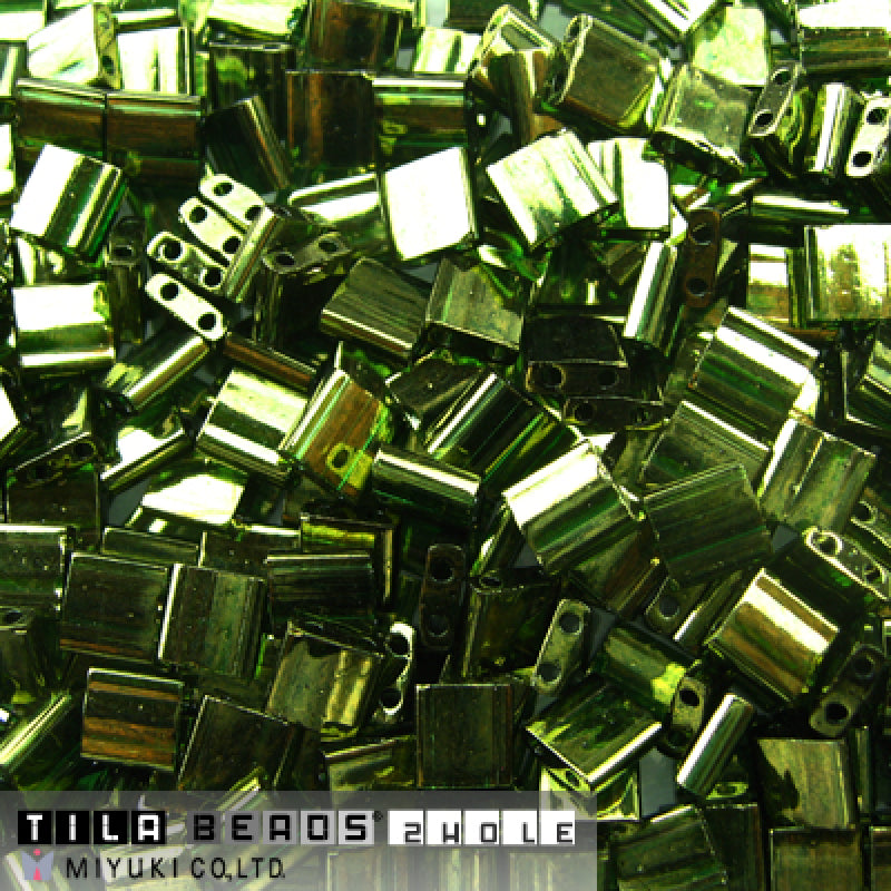 Miyuki Tila Beads Olive Green Gold Lust TL0306