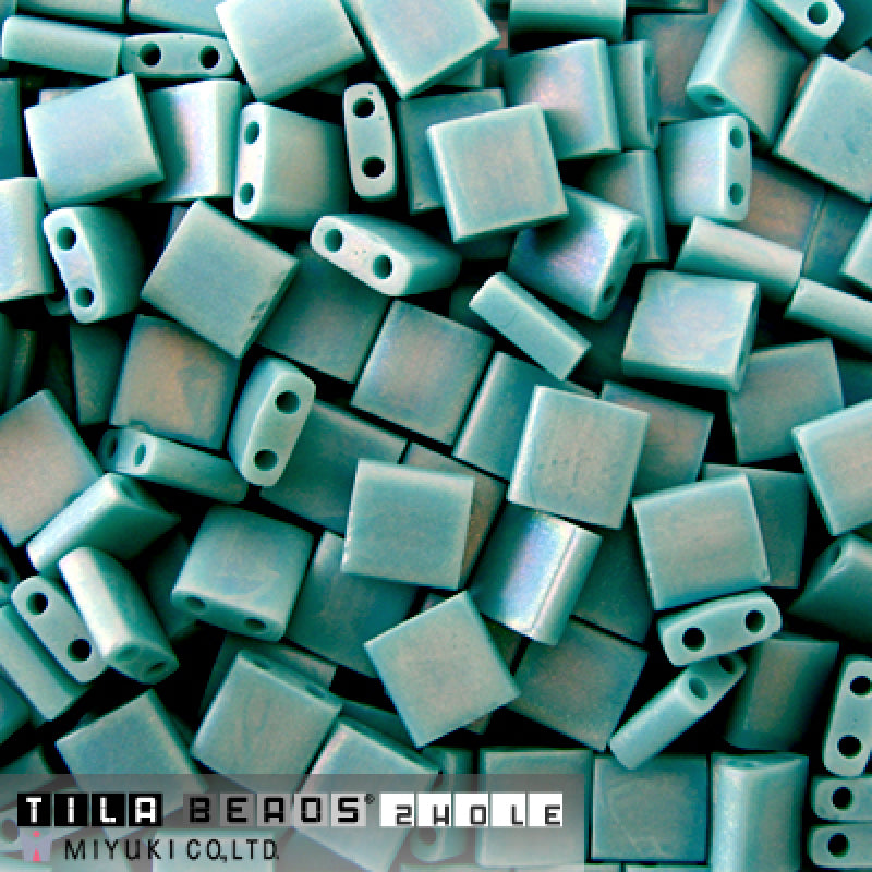 Miyuki Tila Beads Opaque Turq Green Matted AB TL0412FR