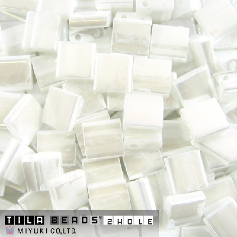 Miyuki Tila Beads White Pearl Ceylon TL0420