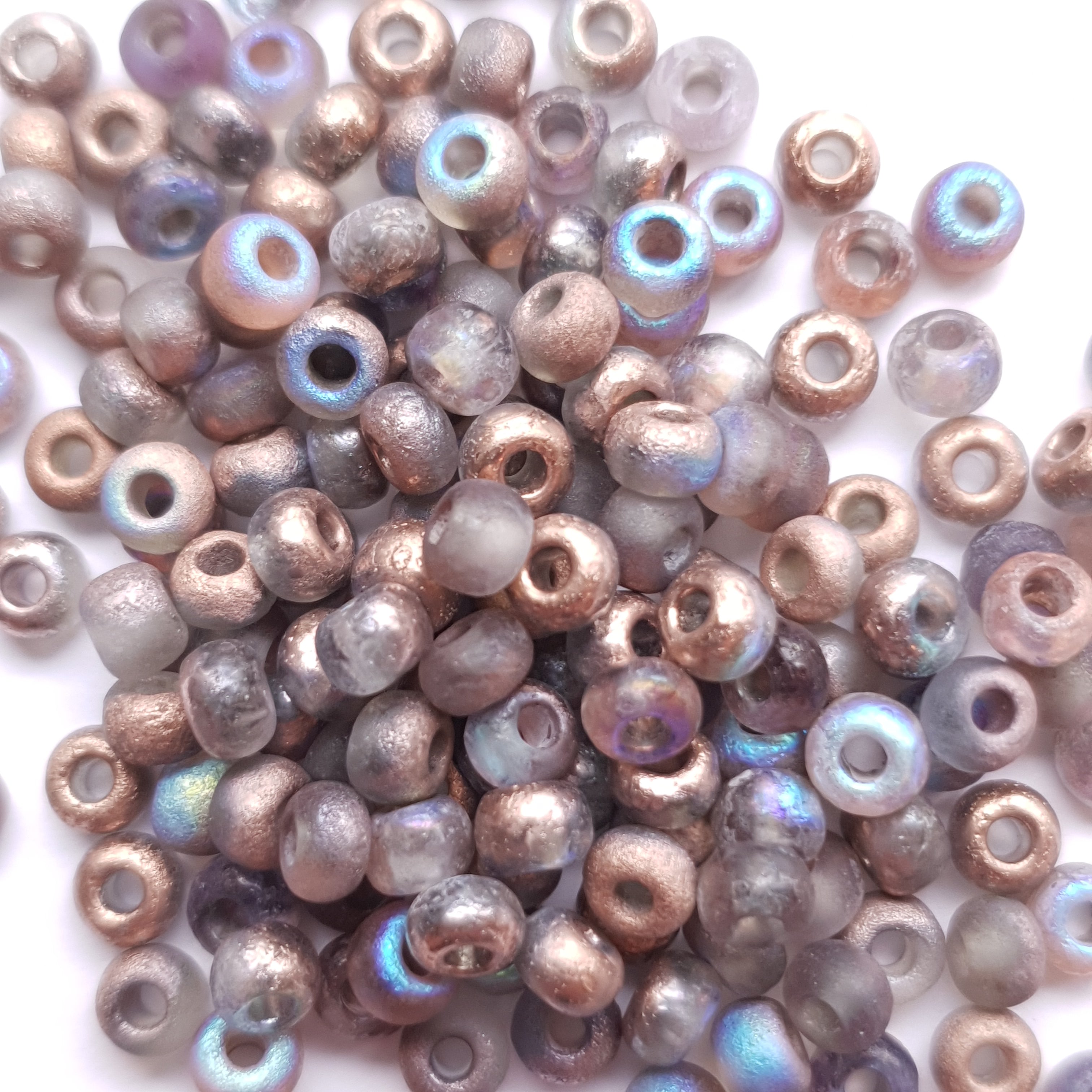 Tsjechische Rocailles 60 Crystal Etched Copper Rainbow 98583