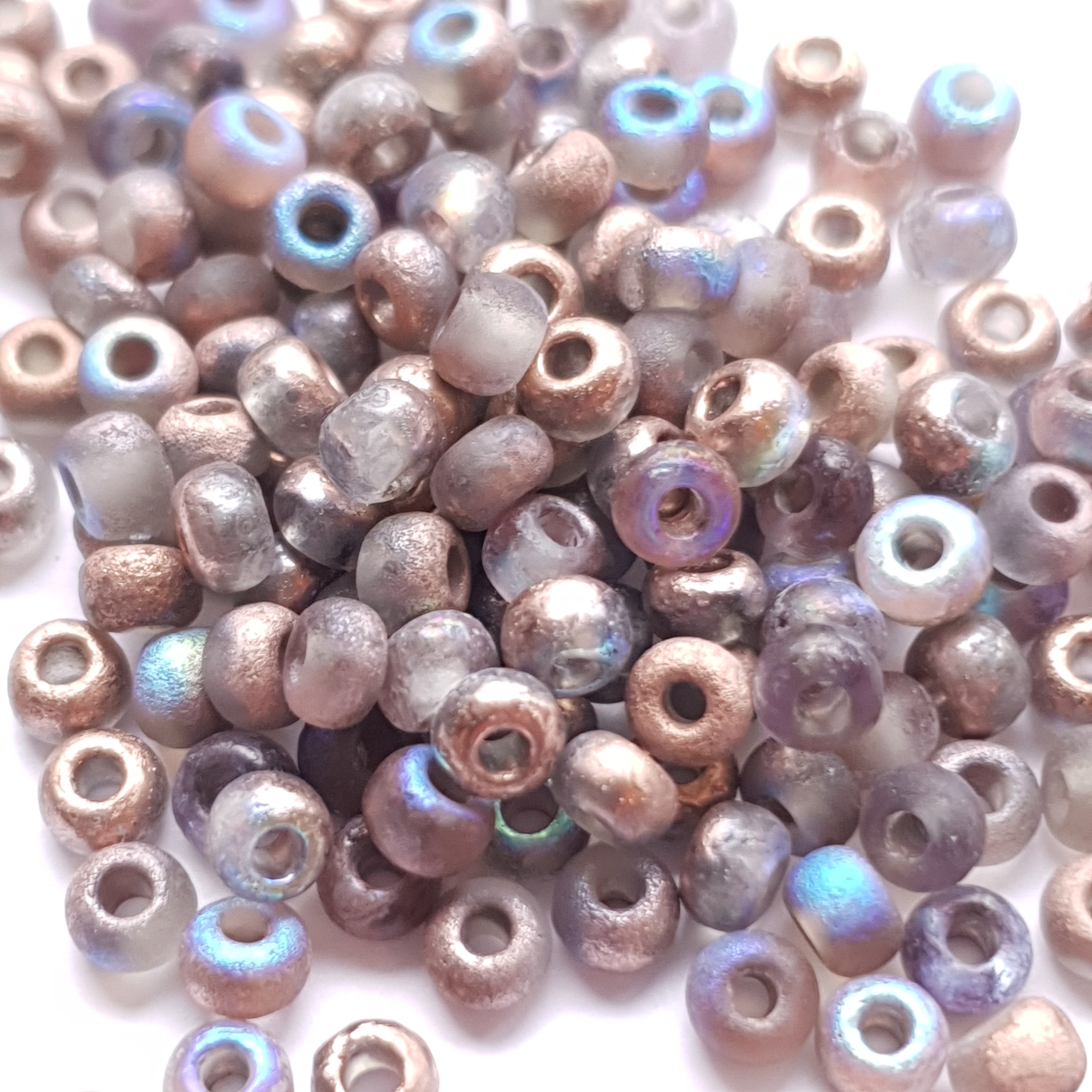 Tsjechische Rocailles 60 Crystal Etched Copper Rainbow 98583