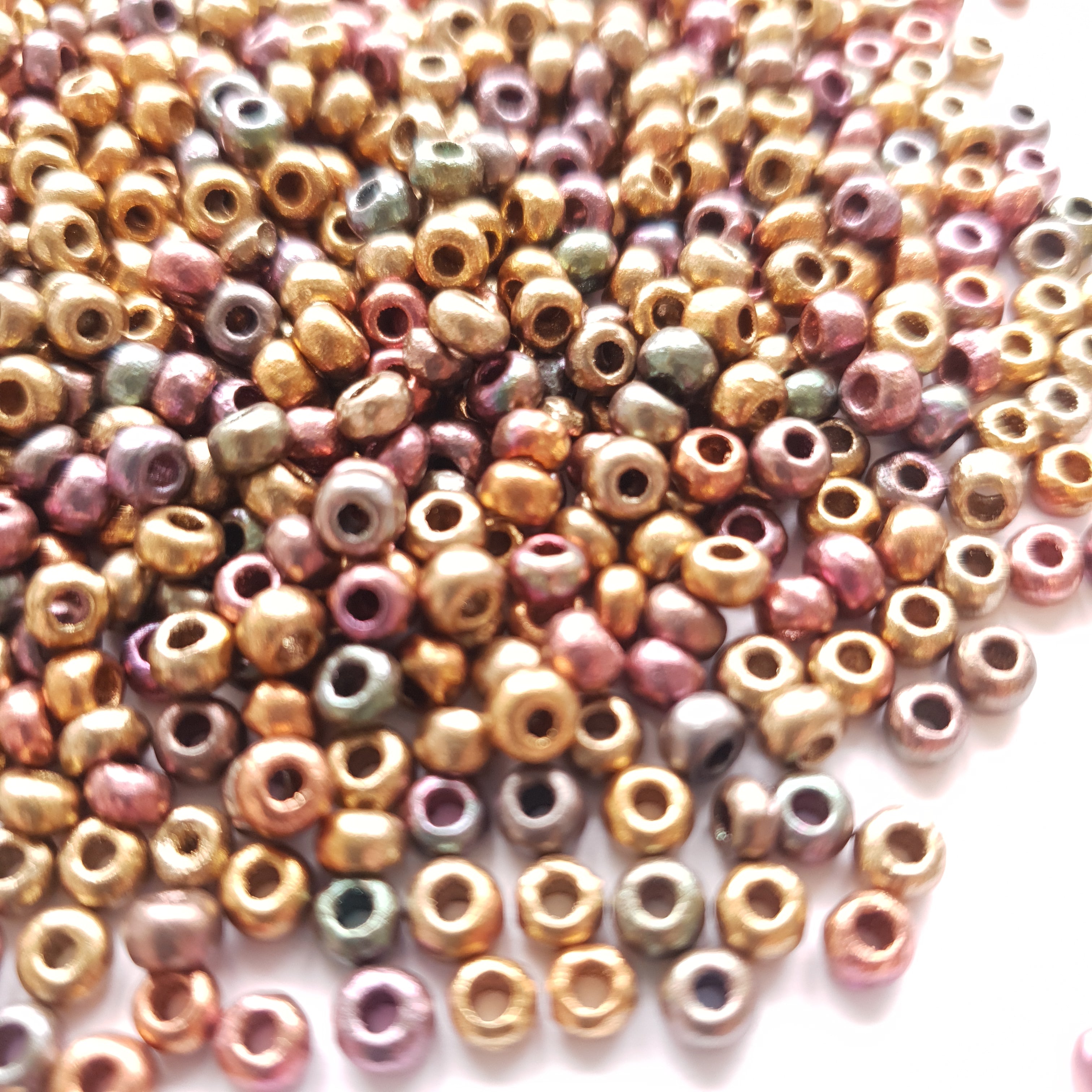 Tsjechische Rocailles 60 Etched Purple Iris Gold 01640E