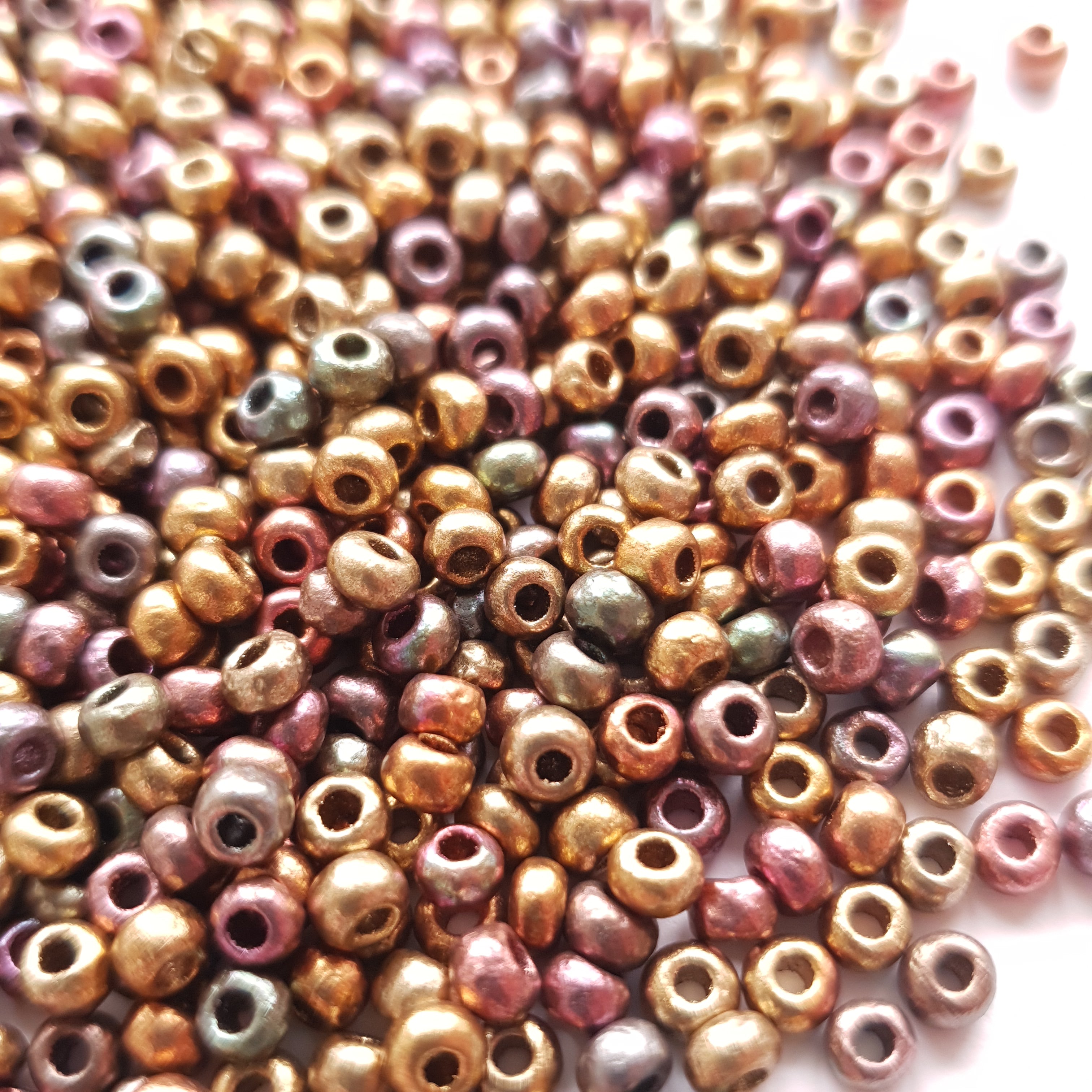 Tsjechische Rocailles 60 Etched Purple Iris Gold 01640E