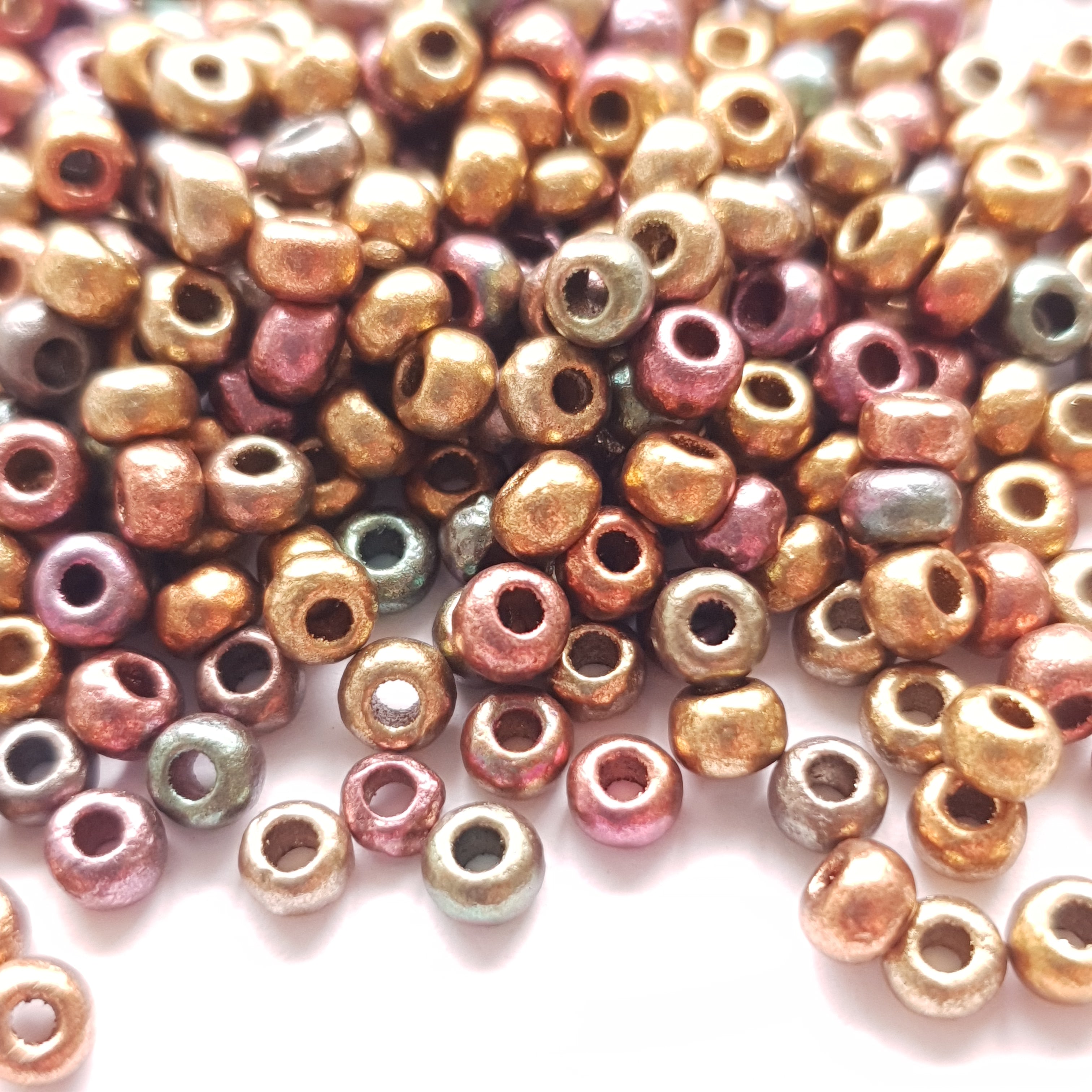 Tsjechische Rocailles 60 Etched Purple Iris Gold 01640E