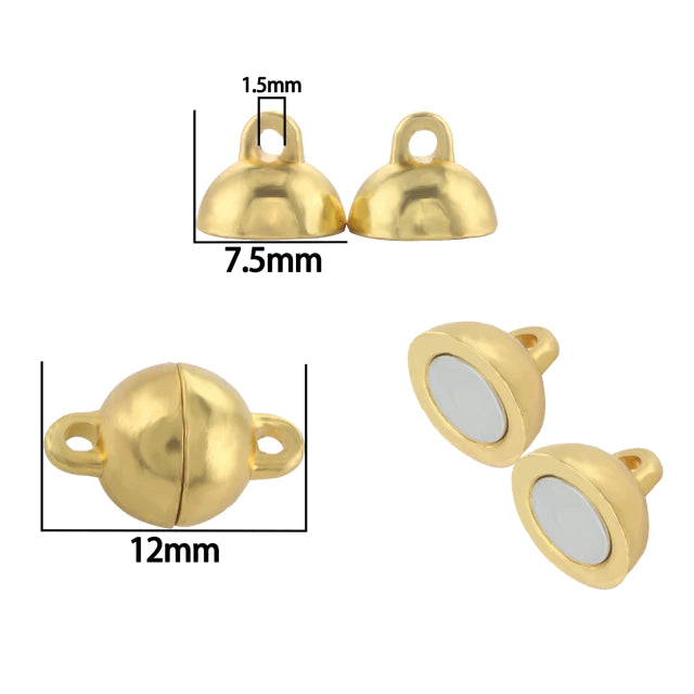 RVS Magneetsluiting bolletje goud 7,5 x 12 mm