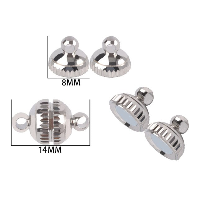 RVS Magneetsluiting  bolletje zilver rand 8 x 14 mm