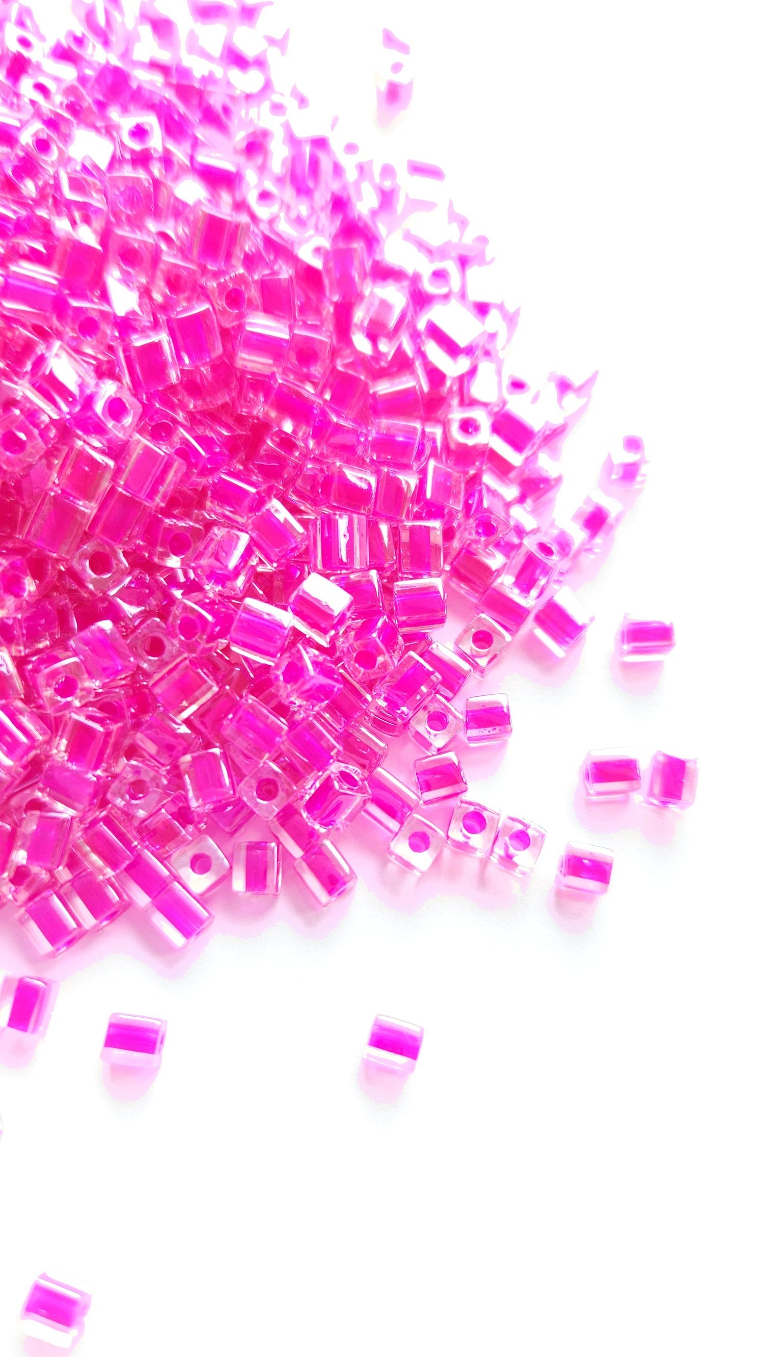 Miyuki Cubes 4mm Fuchsia Lined Crystal 0209