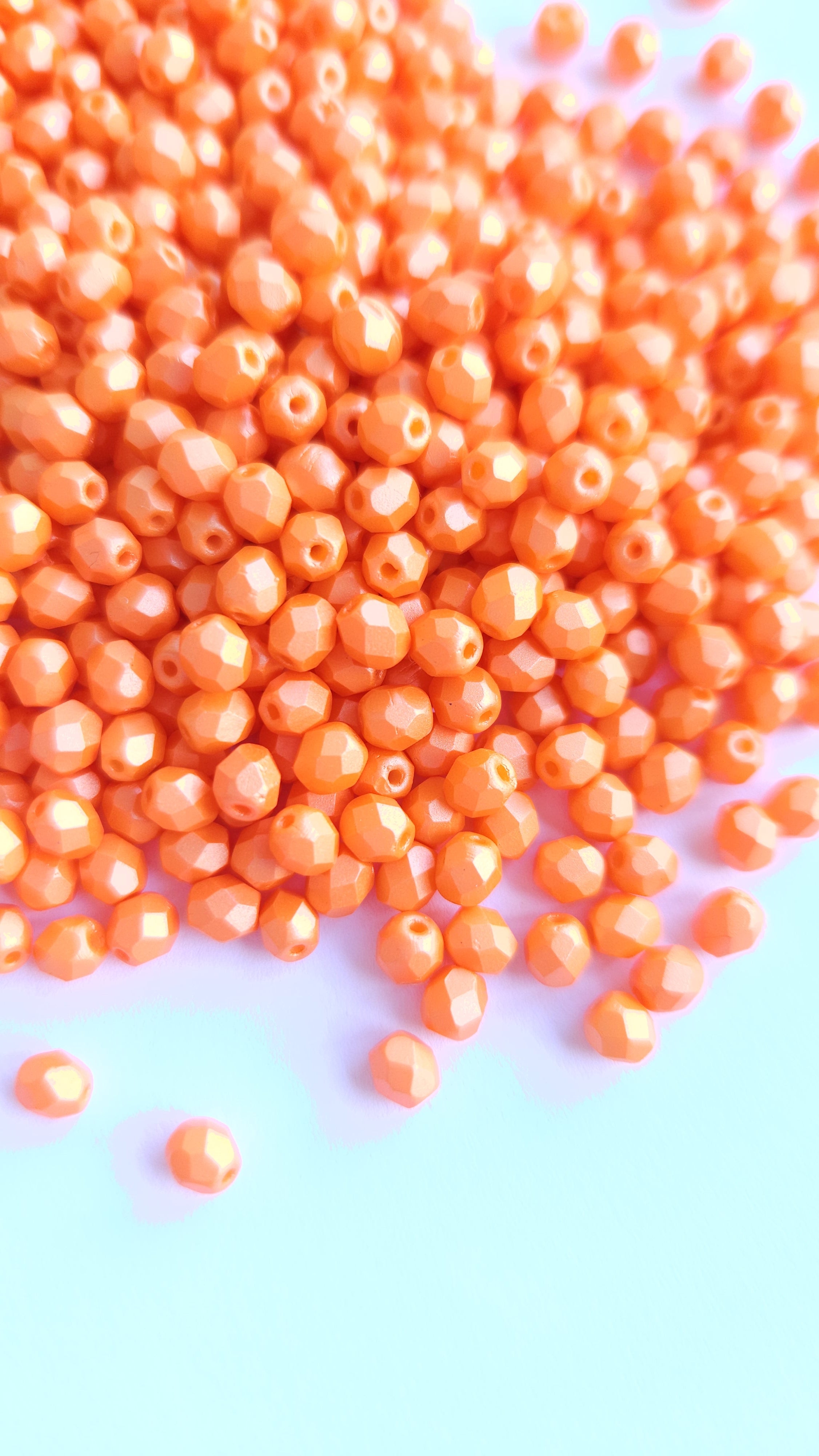 Fire Polished 4mm Powdery Orange