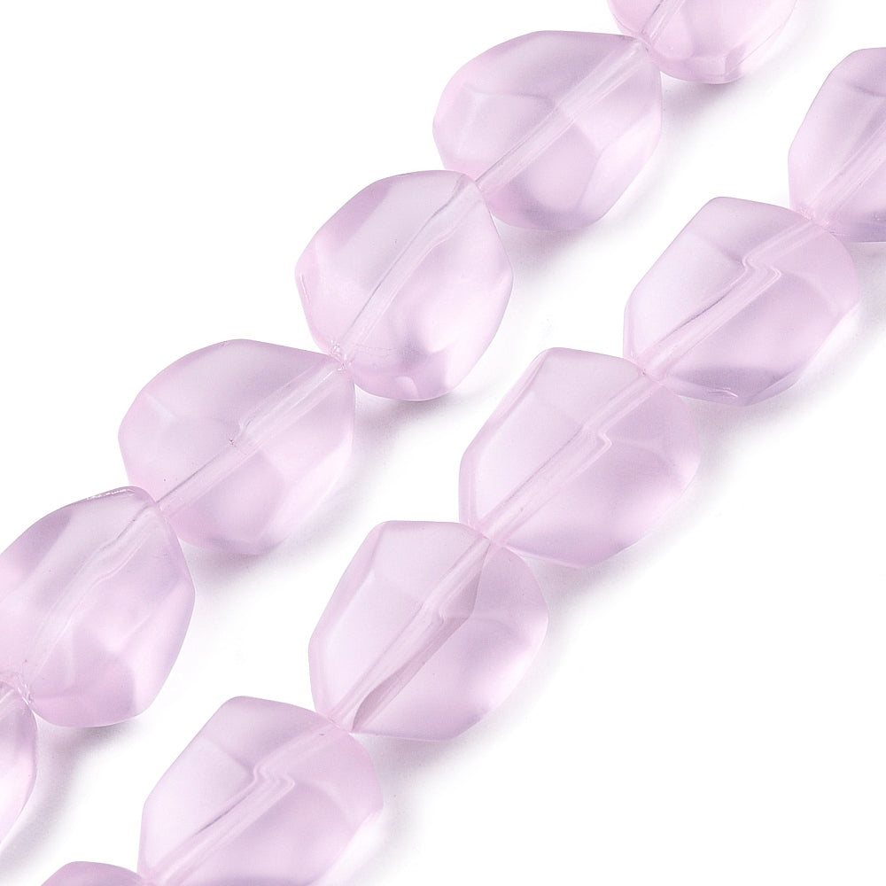 Frosted Nugget Glaskraal Facet Pink 20st