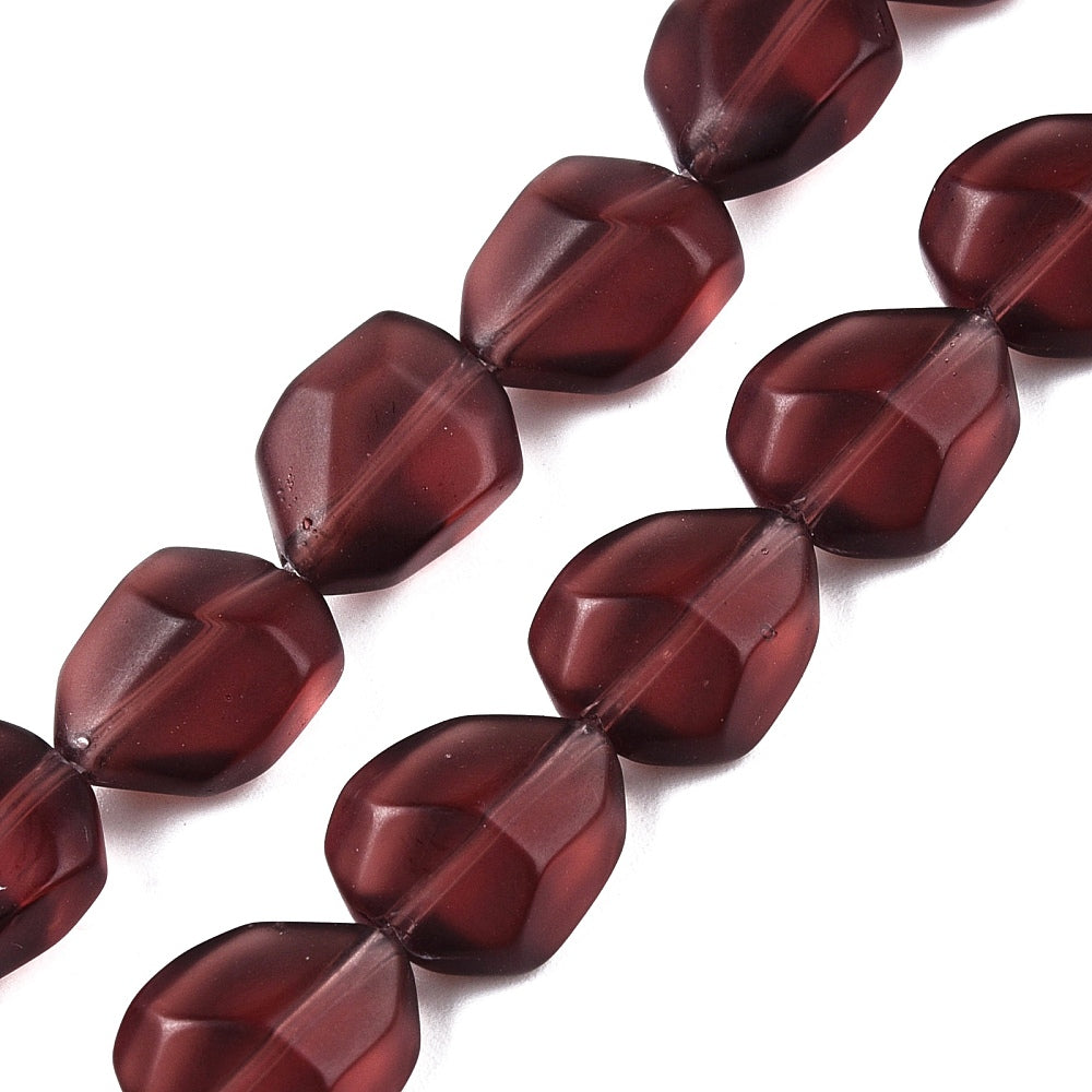 Frosted Nugget Glaskraal Facet BurgundyBrown 20st