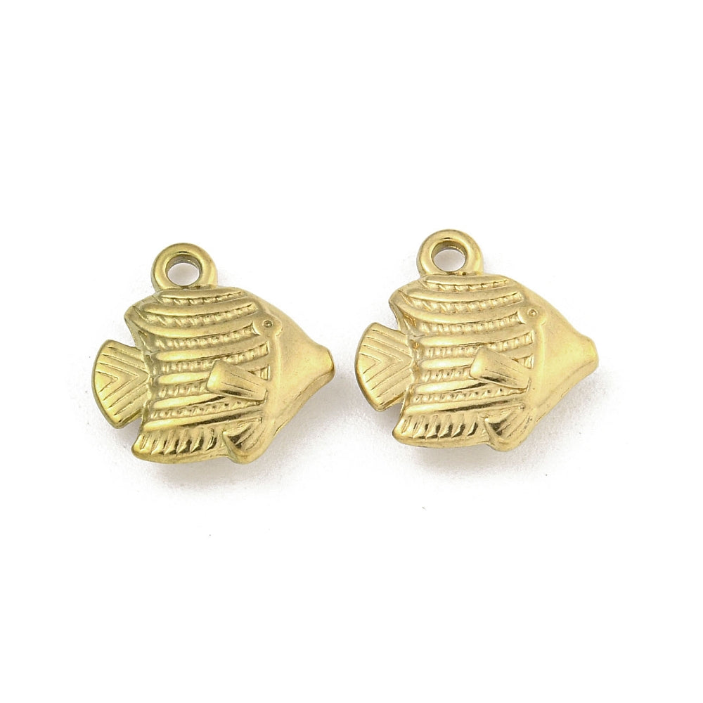 Ion plating RVS (IP) Vis bedel 18kt gold plated zee thema sieraden maken