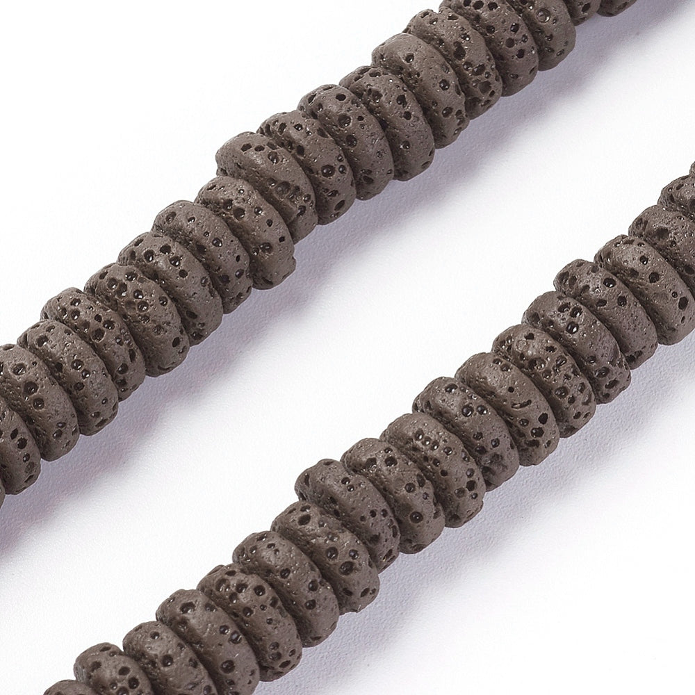 Natuurlijke lavasteen kralen 8,5x3mm Coconut Brown