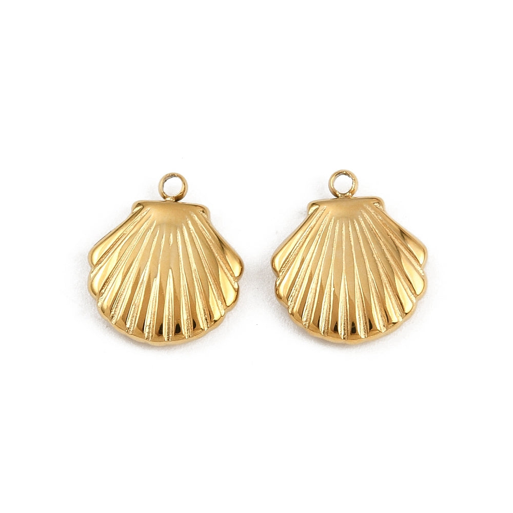 Ion Plating ( IP) RVS Schelp bedel 18kt gold plated