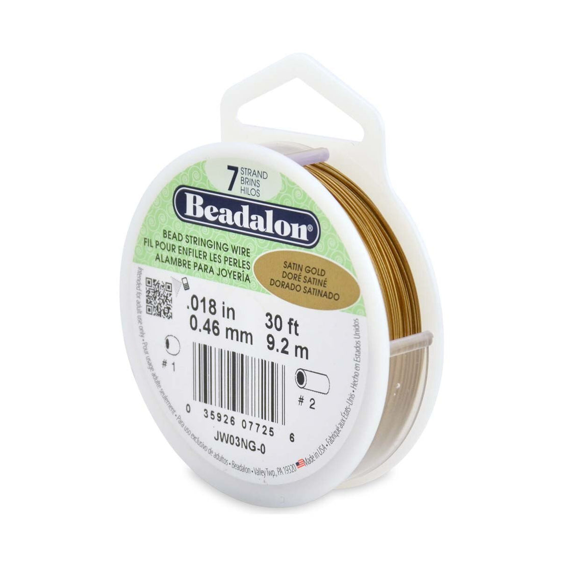 7 strand beading wire Beadalon 0.46mm Satin Gold