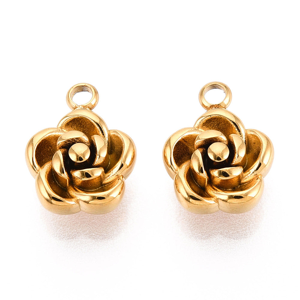 Mini bloem bedel Ion plating RVS 14kt gold plated