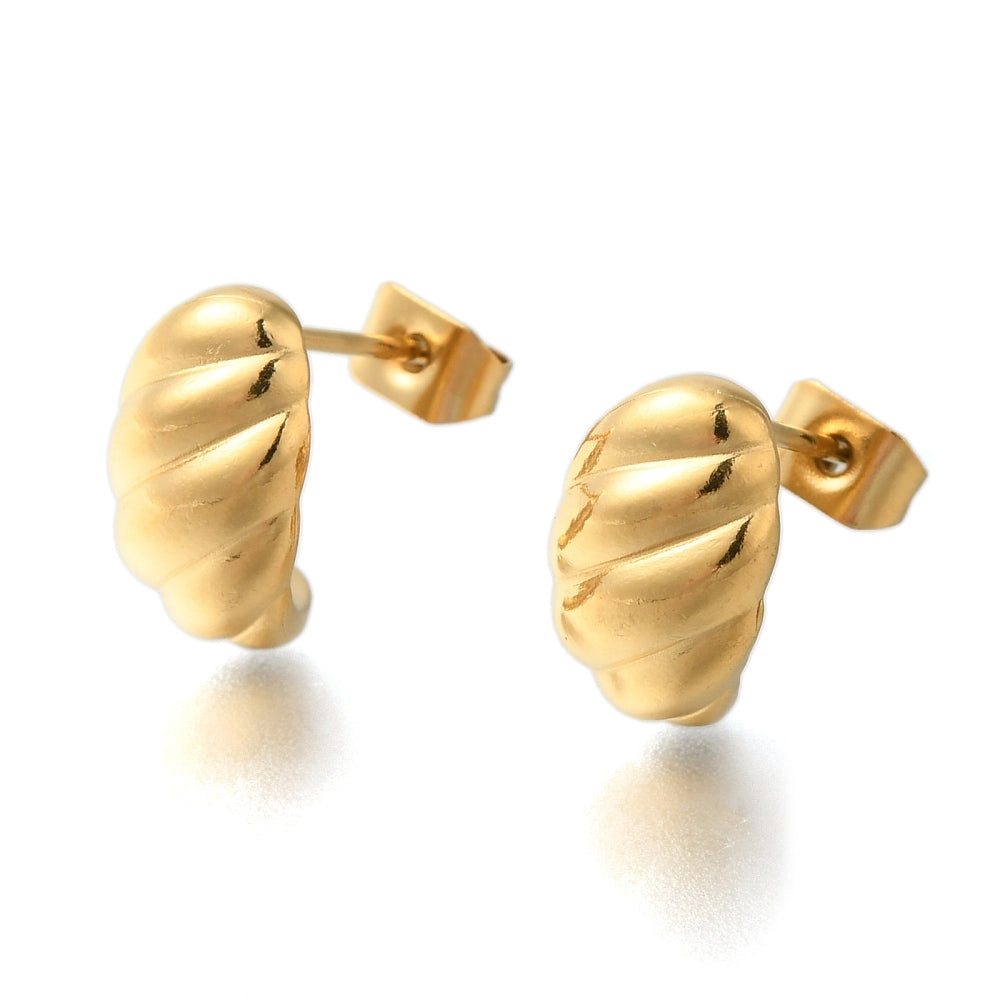 Ion Plating RVS Croissant Stud oorbellen klein