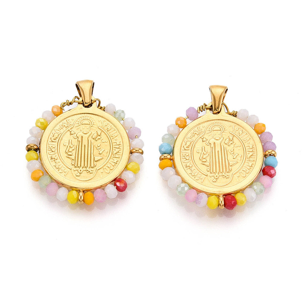 Ion Plating RVS bedel met glaskralen facet multi