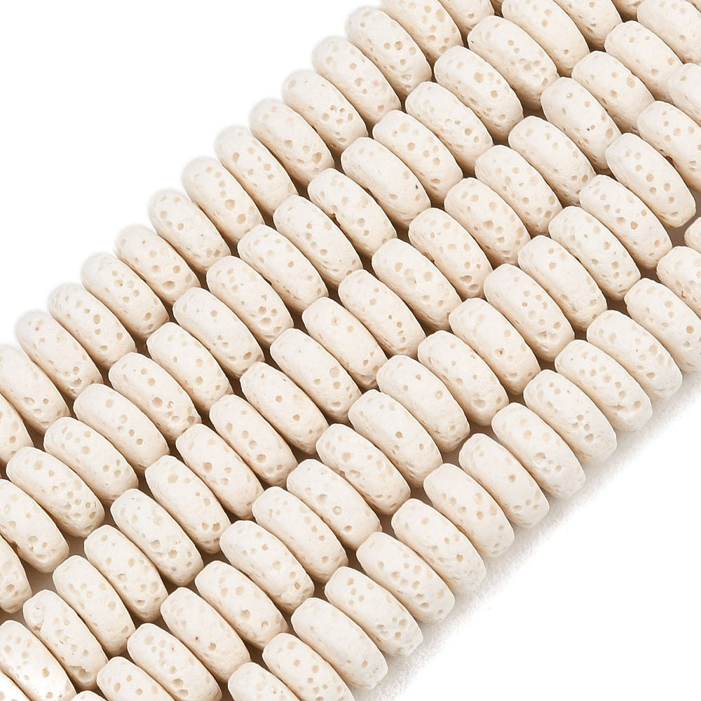 Natuurlijke lavasteen kralen 8,5x3mm White