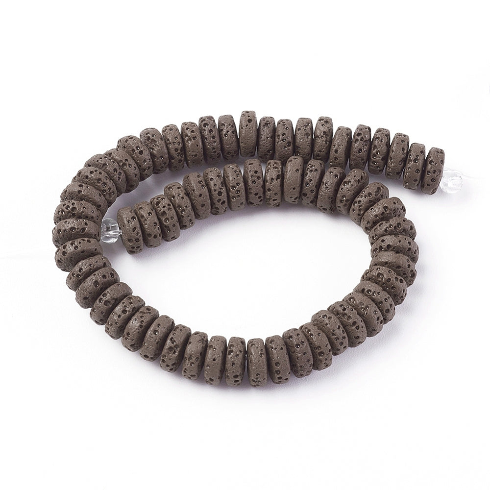 Natuurlijke lavasteen kralen 8,5x3mm Coconut Brown