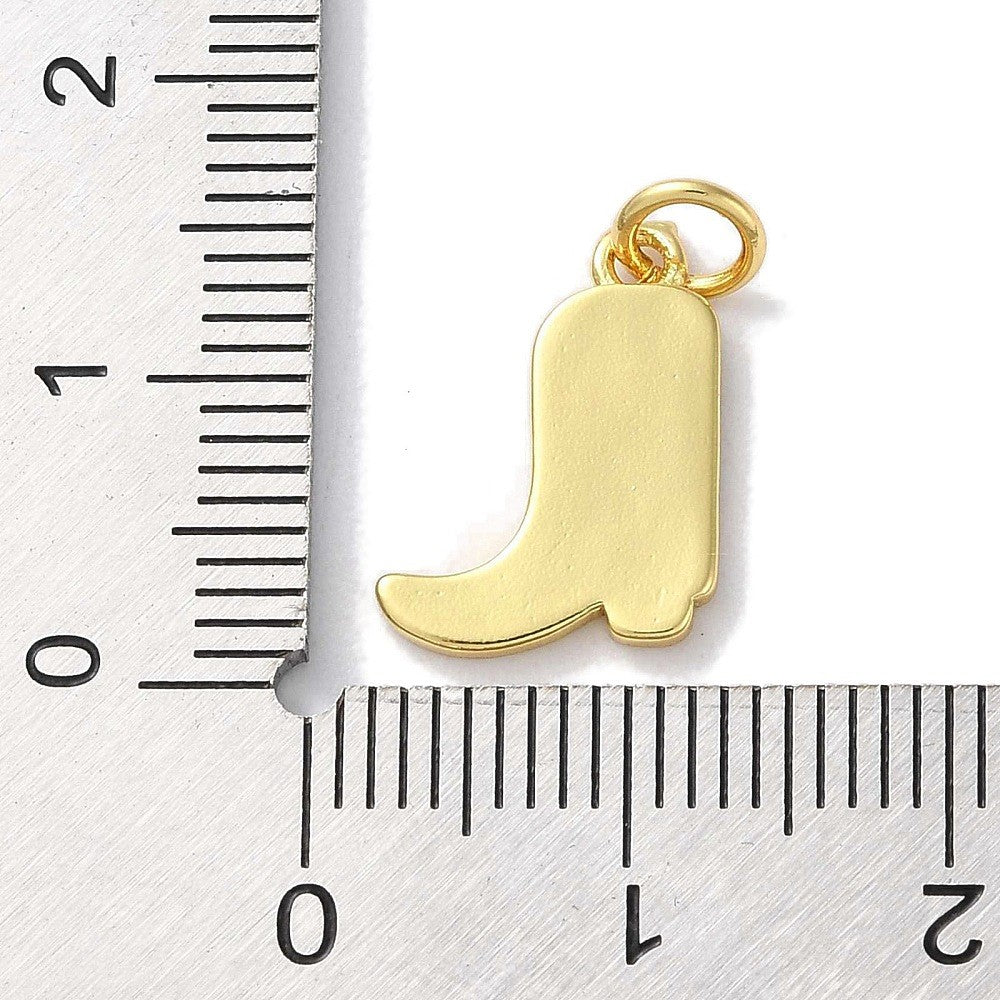 Mini Cowboy Laarsje bedel White 18kt gold plated messing 14x11x1.5 mm (Copy)