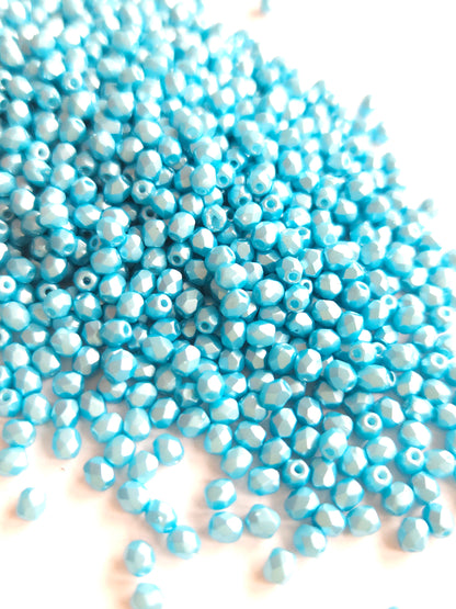 Fire Polished 3mm Pastel Aqua