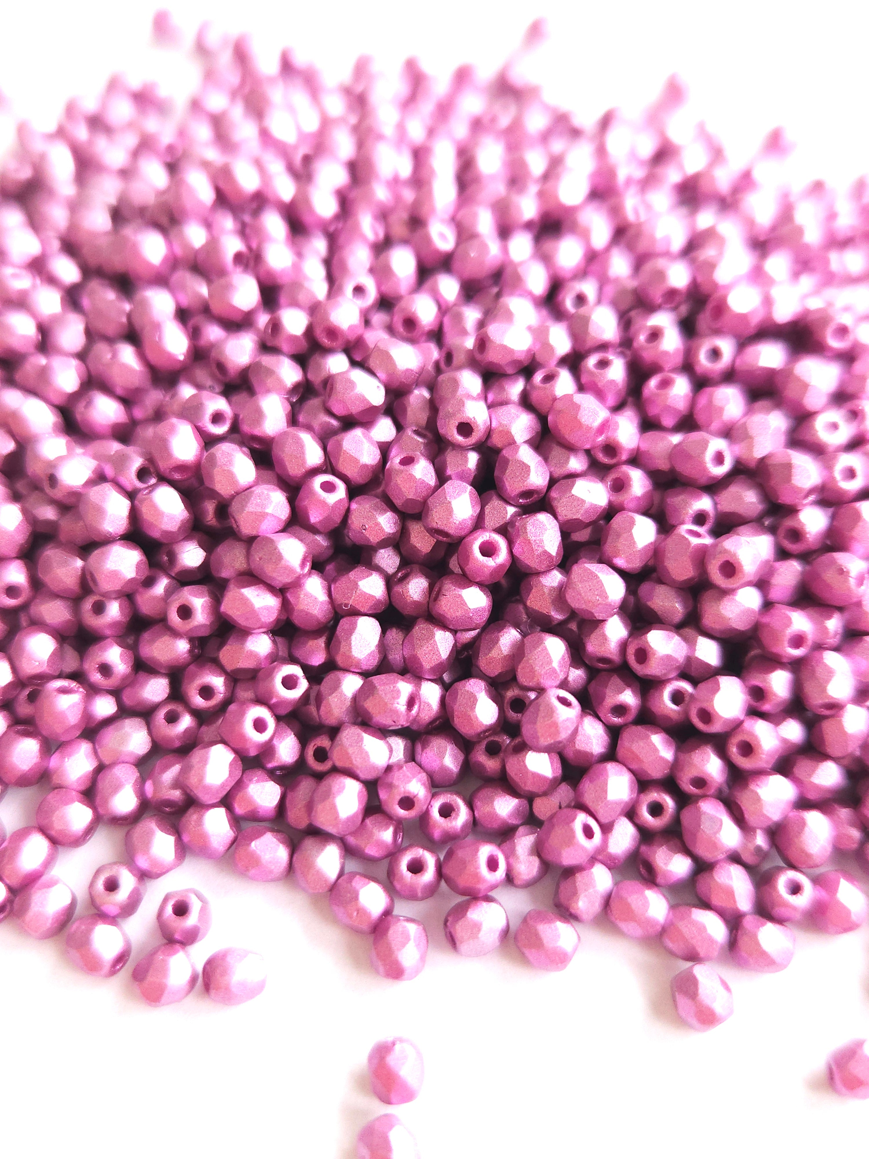 Fire Polished 3mm Metallic Lilac