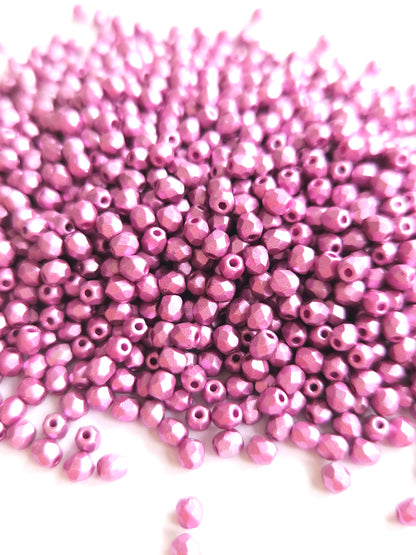 Fire Polished 3mm Metallic Lilac