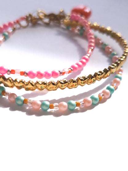 Ion plating 14kt gold plated stainless steel heart bracelet bangle