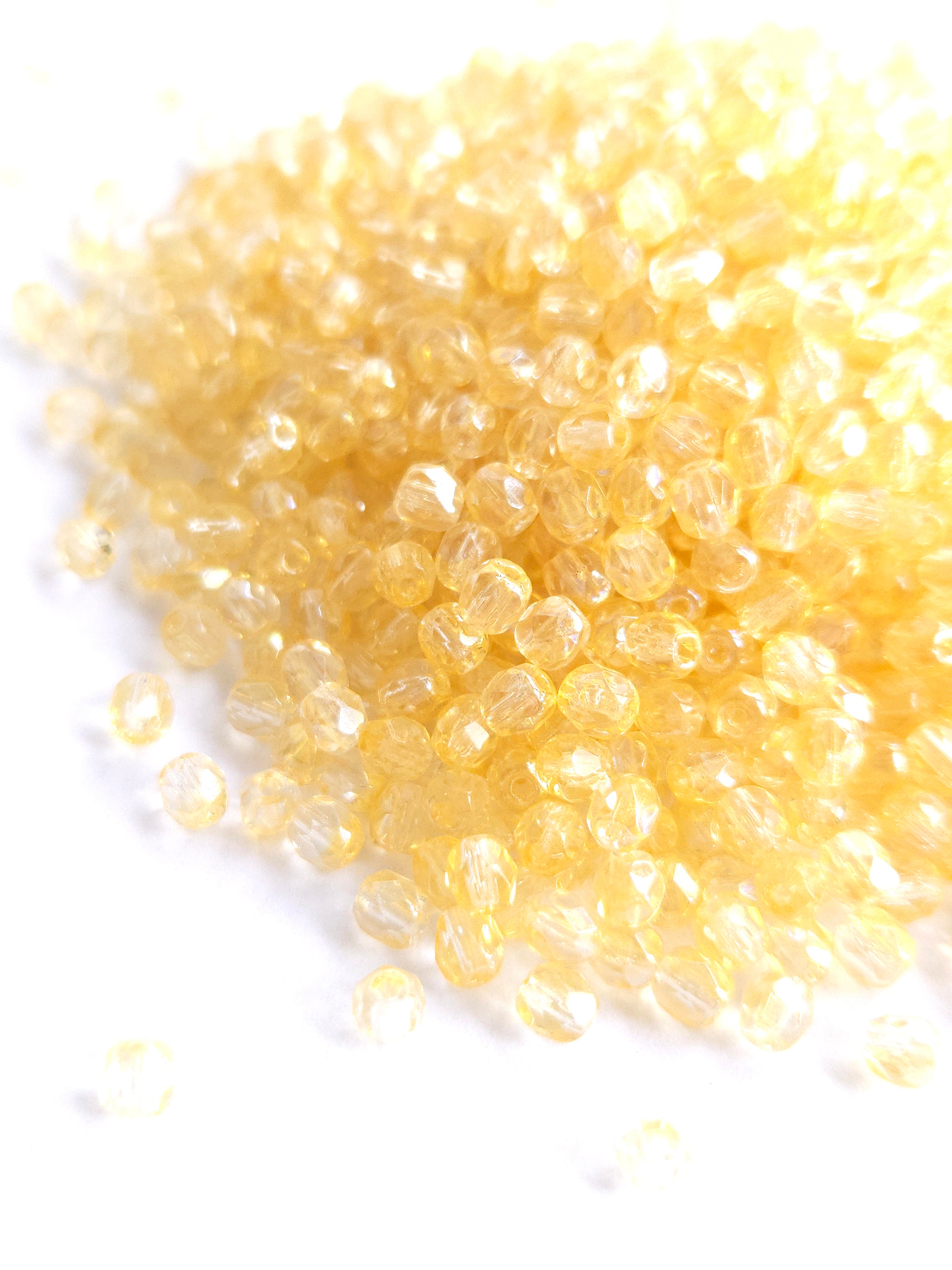 Fire Polished 4mm Crystal Yellow