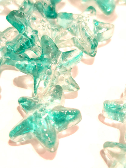 Zeester glaskraal turquoise zee thema