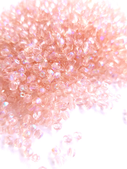 Fire Polished 3mm Rosaline AB