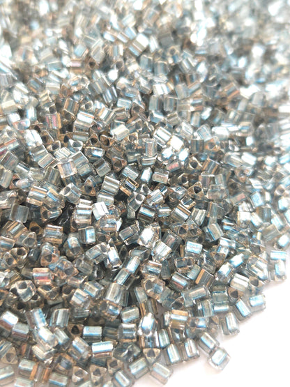 TOHO 8/0 Triangle Beads Inside Color Crystal Metallic Blue Lined