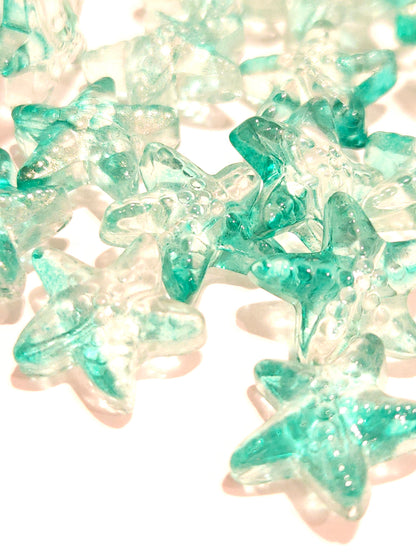 Zeester glaskraal turquoise zee thema