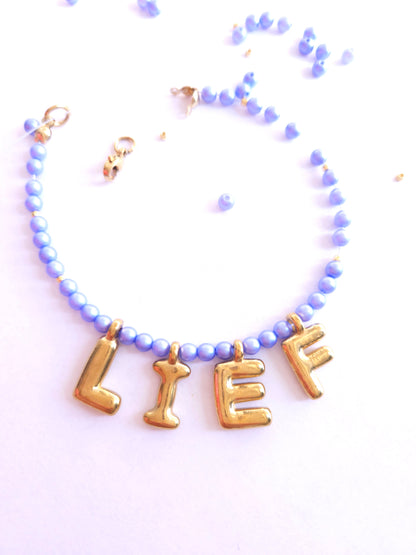 Ballon letter bedels Ion Plating RVS 18kt gold plated