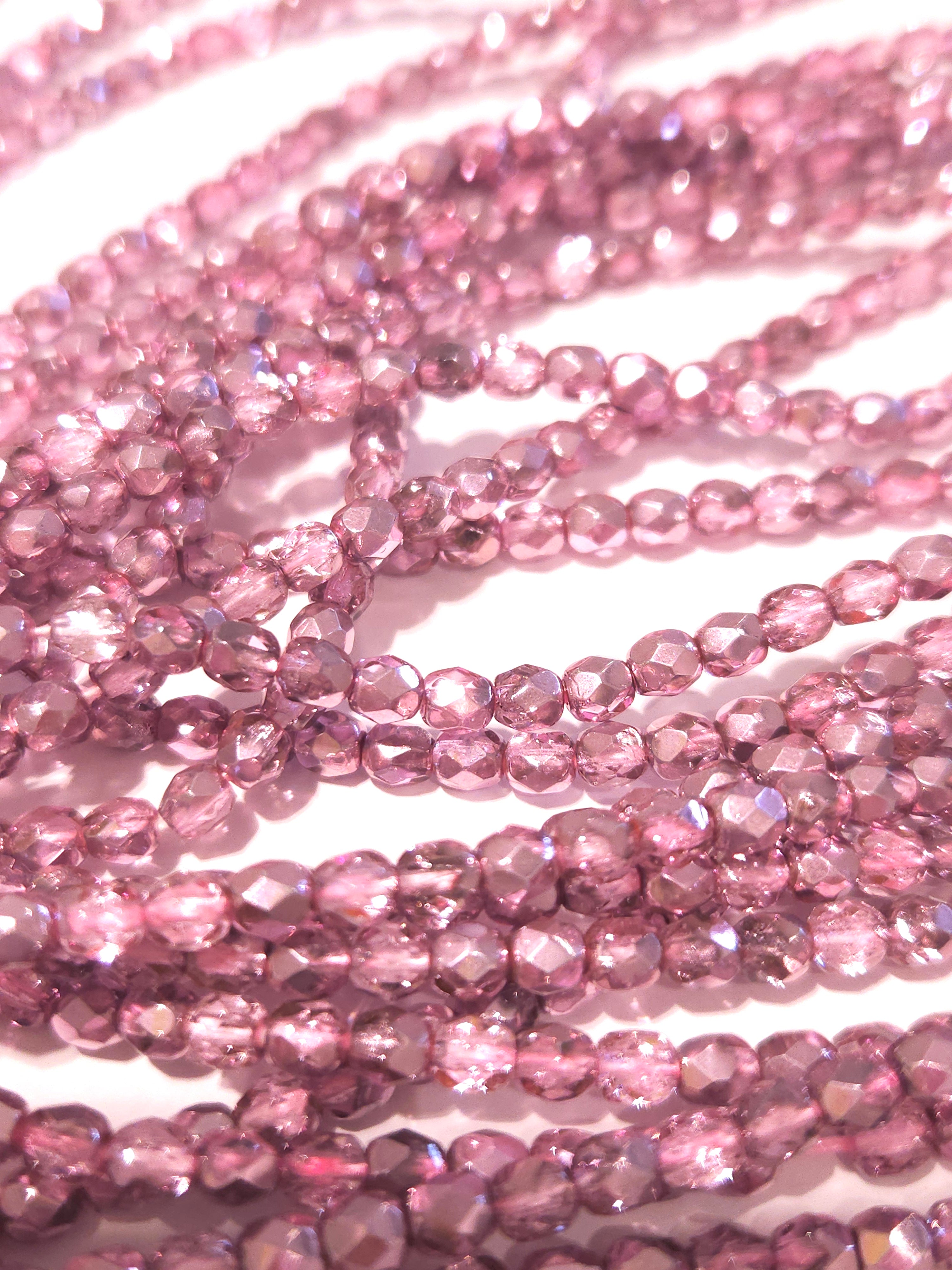 Fire Polished 4 mm Crystal Flamingo Metallic Ice 67734 facet kraal