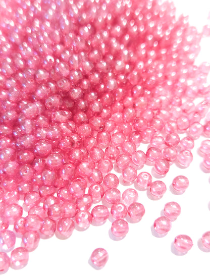 Tsjechische glaskralen rond 4mm Transparent Pearl Lavender