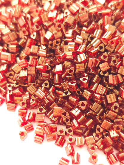 TOHO 8/0 Triangle Beads Gold Lustered African Sunset