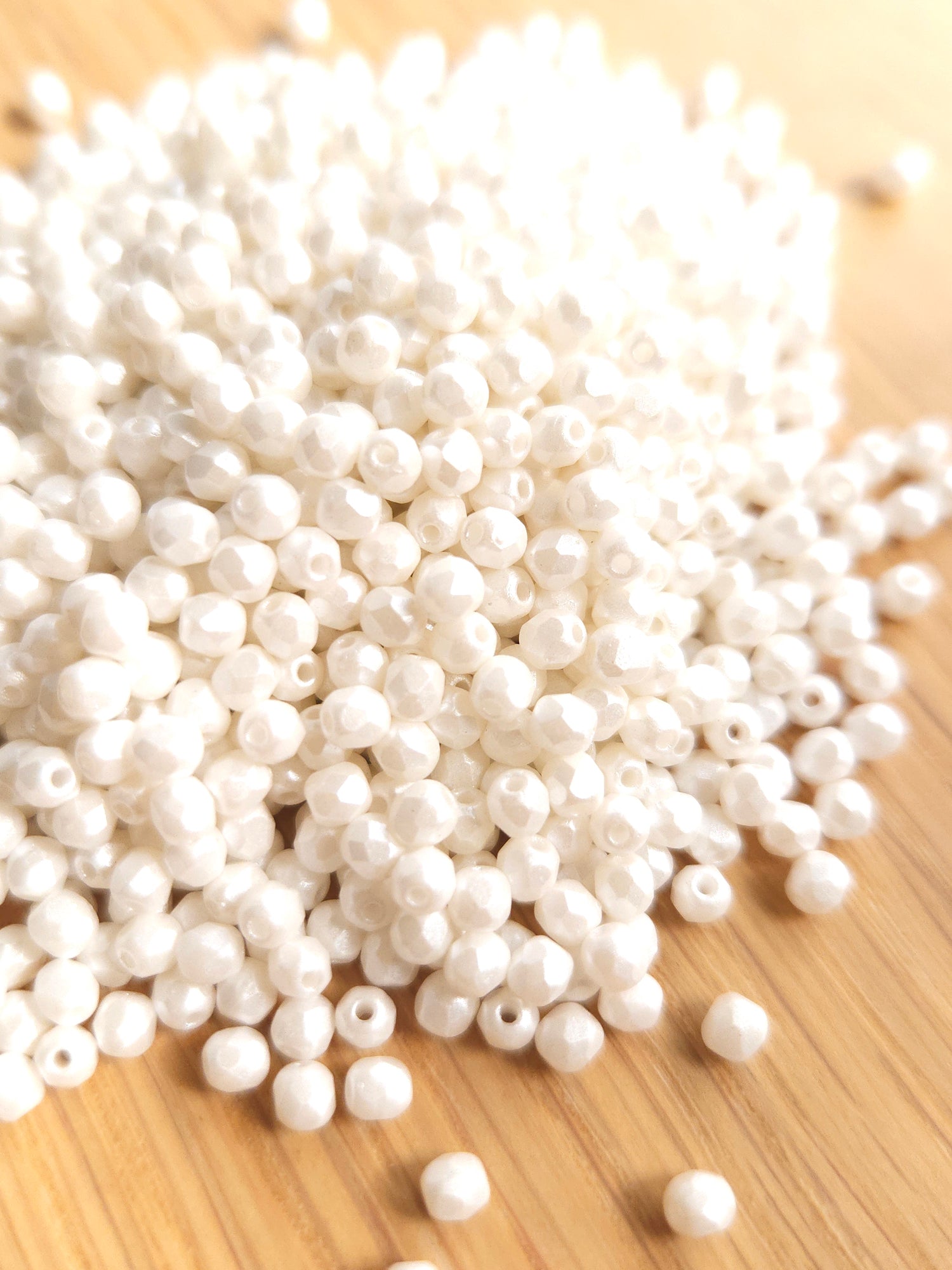 Fire Polished 3 mm Alabaster Pastel White 130st