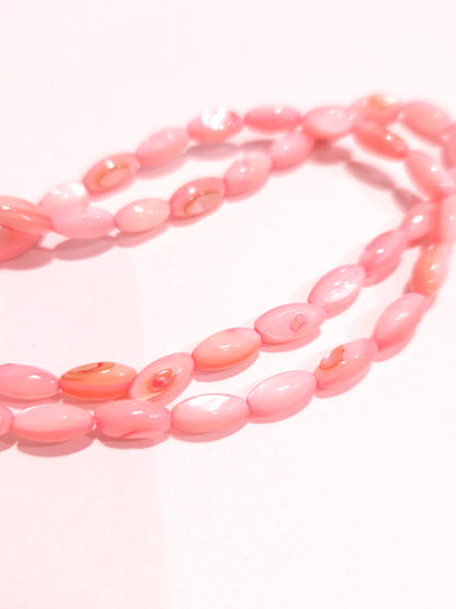 Zoetwater schelp kralen Roze ovaal 9x4x4mm per streng