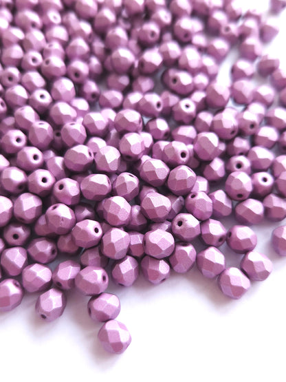 Fire Polished 6mm Alabaster Metallic Lilac