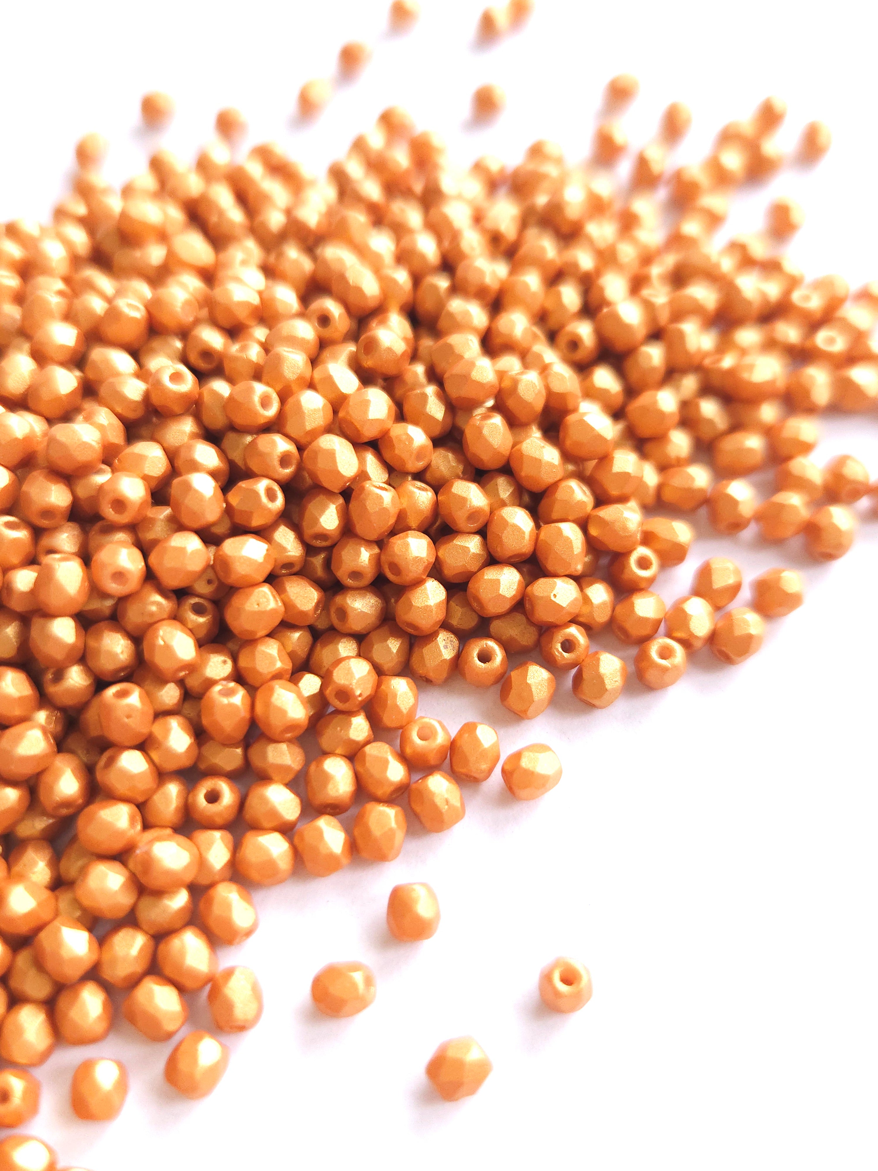 Fire Polished 3mm Metallic Gold