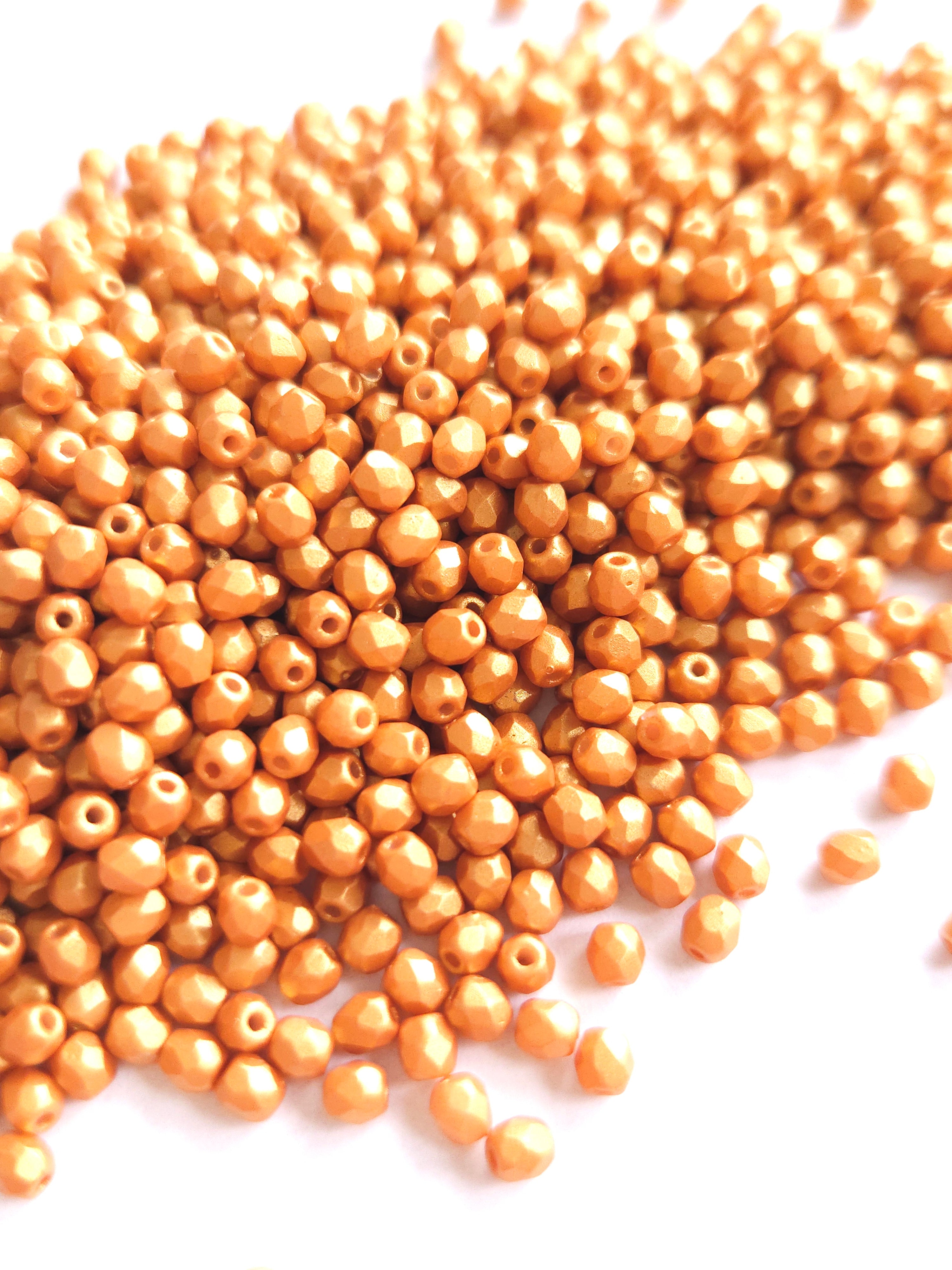 Fire Polished 3mm Metallic Gold