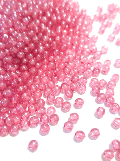 Tsjechische glaskralen rond 4mm Transparent Pearl Lavender