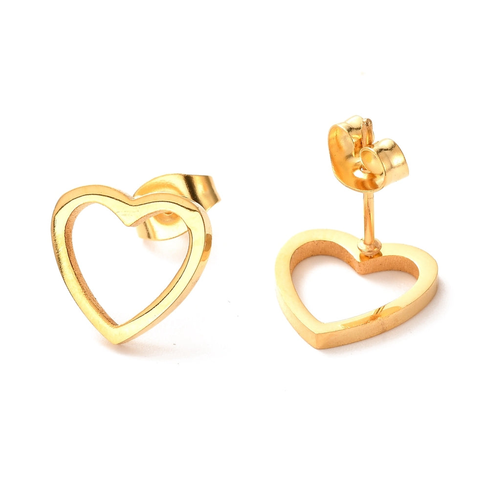 Ion Plating RVS Hart studs oorbellen Goud