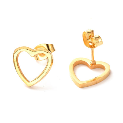 Ion Plating RVS Hart studs oorbellen Goud