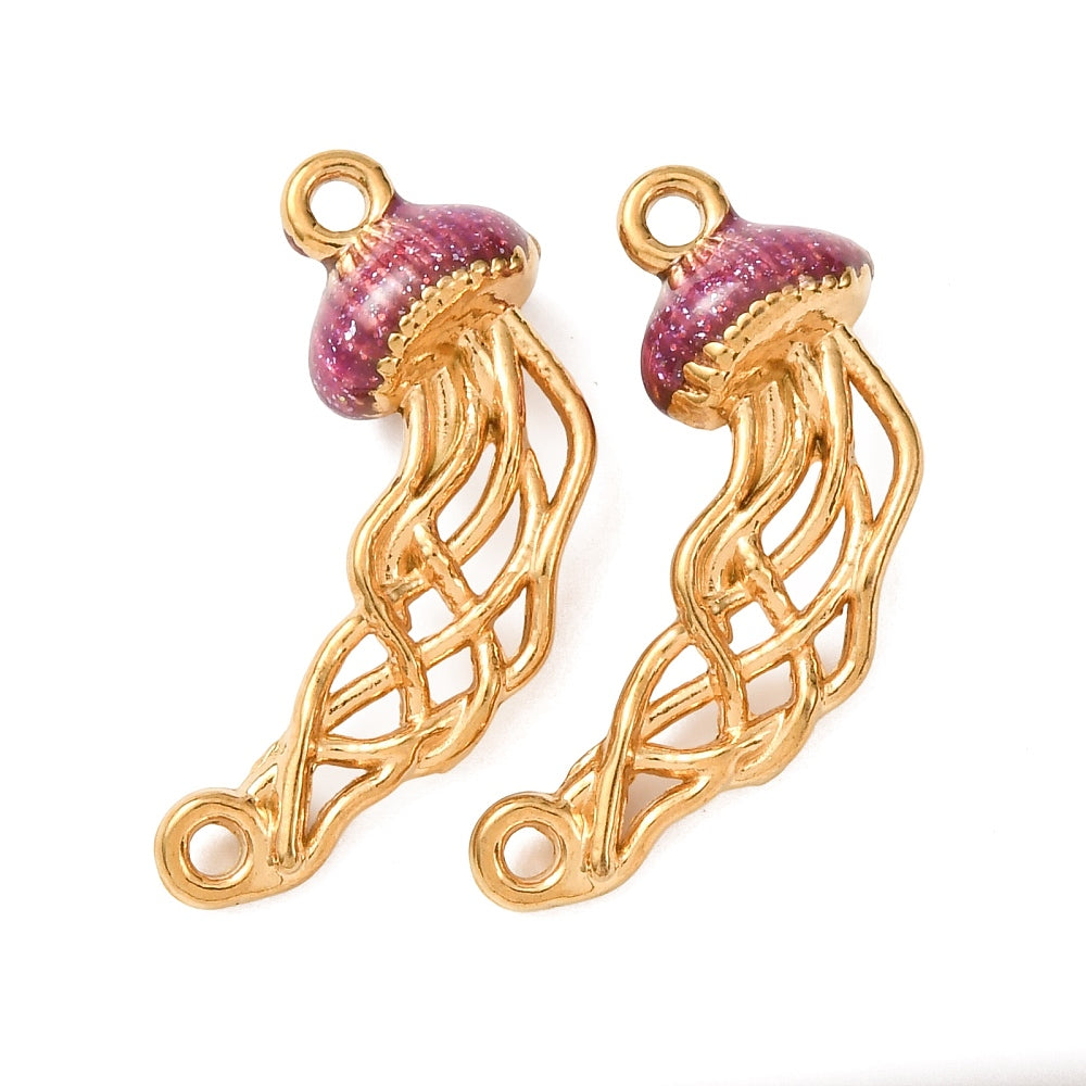 Ion Platinf RVS JellyFish Connector 18kt gold plated