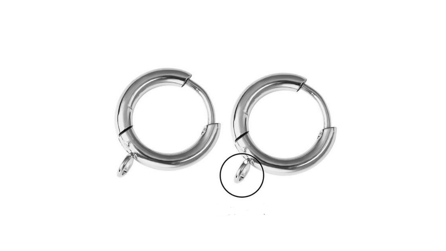 RVS Oorbel Ring 12mm met verticaal oogje Staal kleur