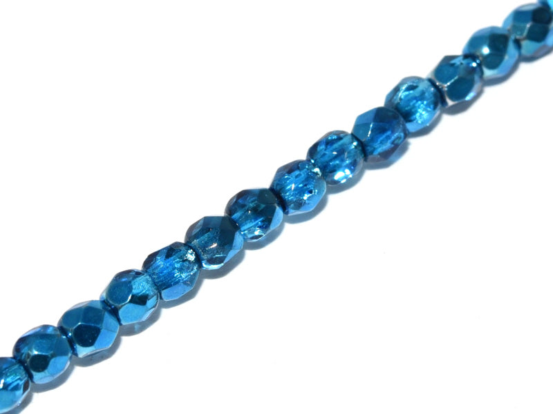 Fire Polished 3 mm Crystal Aqua Metallic Ice